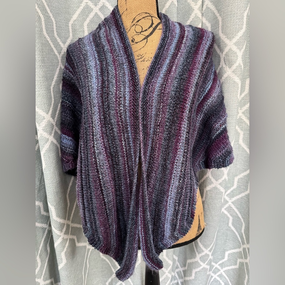 Handmade purple shrug, one size fits all.